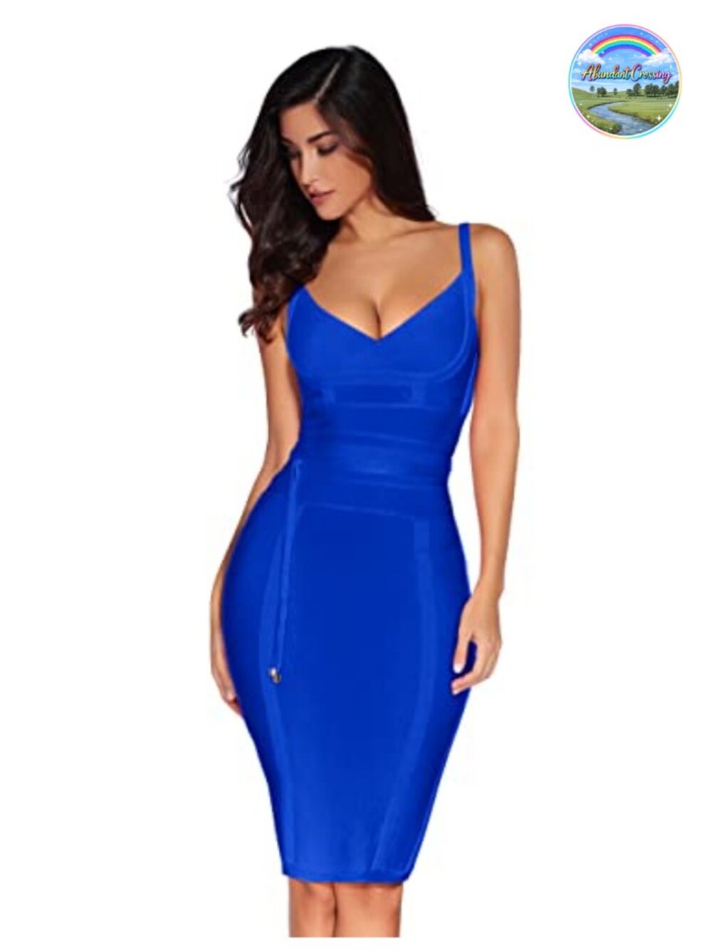 Women's Rayon Bandage Bodycon Party Dress Sleeveless V-Neck